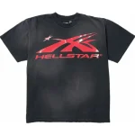 Black and Red Hellstar Sports Logo Gel T-shirt